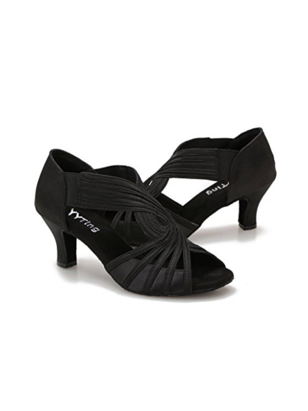 Women's Ballroom Dance Shoes Satin Block Heel Latin Salsa Practice